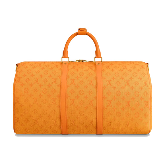 Louis Vuitton Keepall Bandouliere 50 Ocre Orange Denim Duffle Weekend Travel Bag - Picture 5 of 11